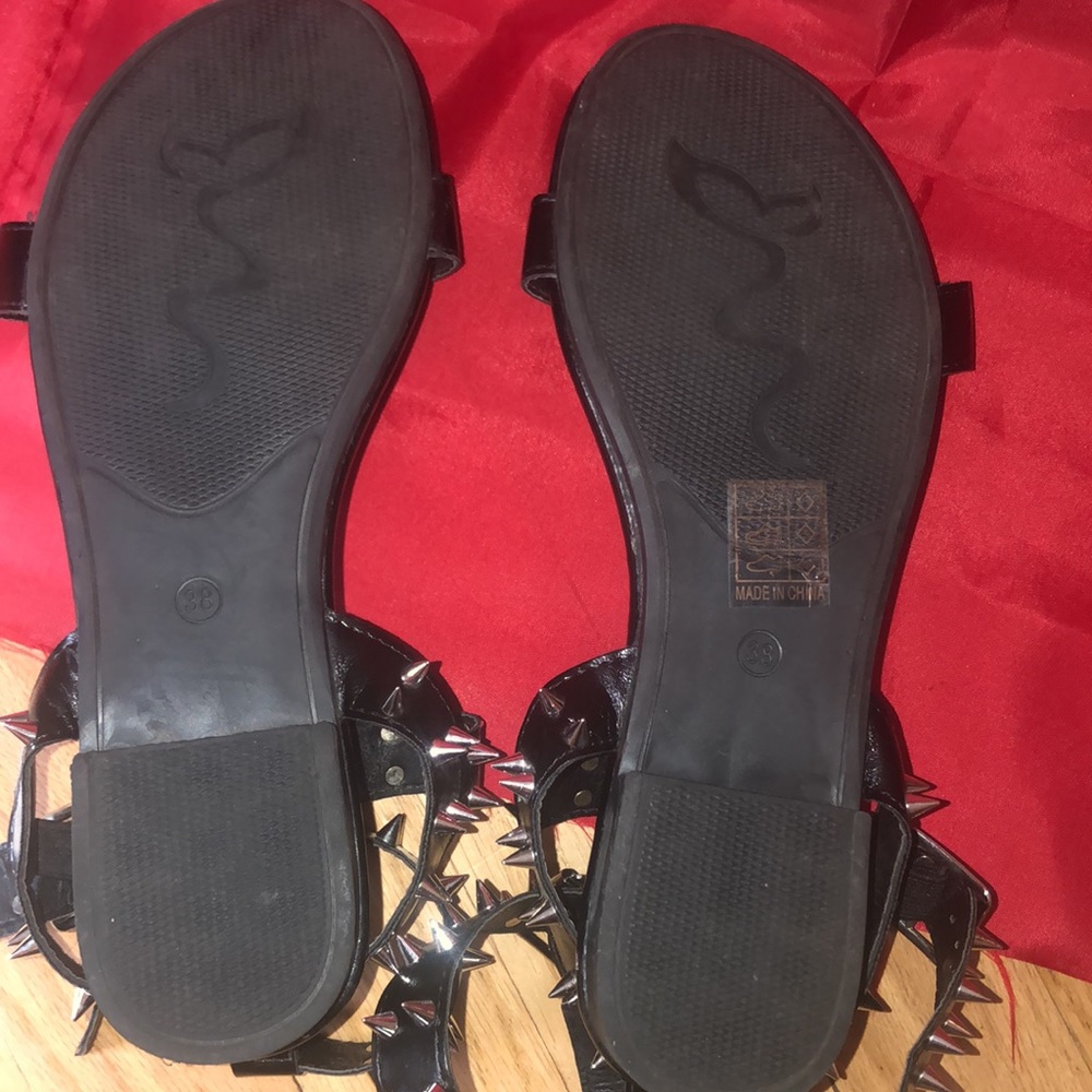 Spiked sandals wrap around new without tags size 7.5 womens goth style black - Picture 3 of 5